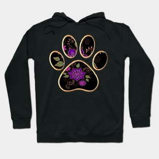 Paw With Gold Floral Background Hoodie